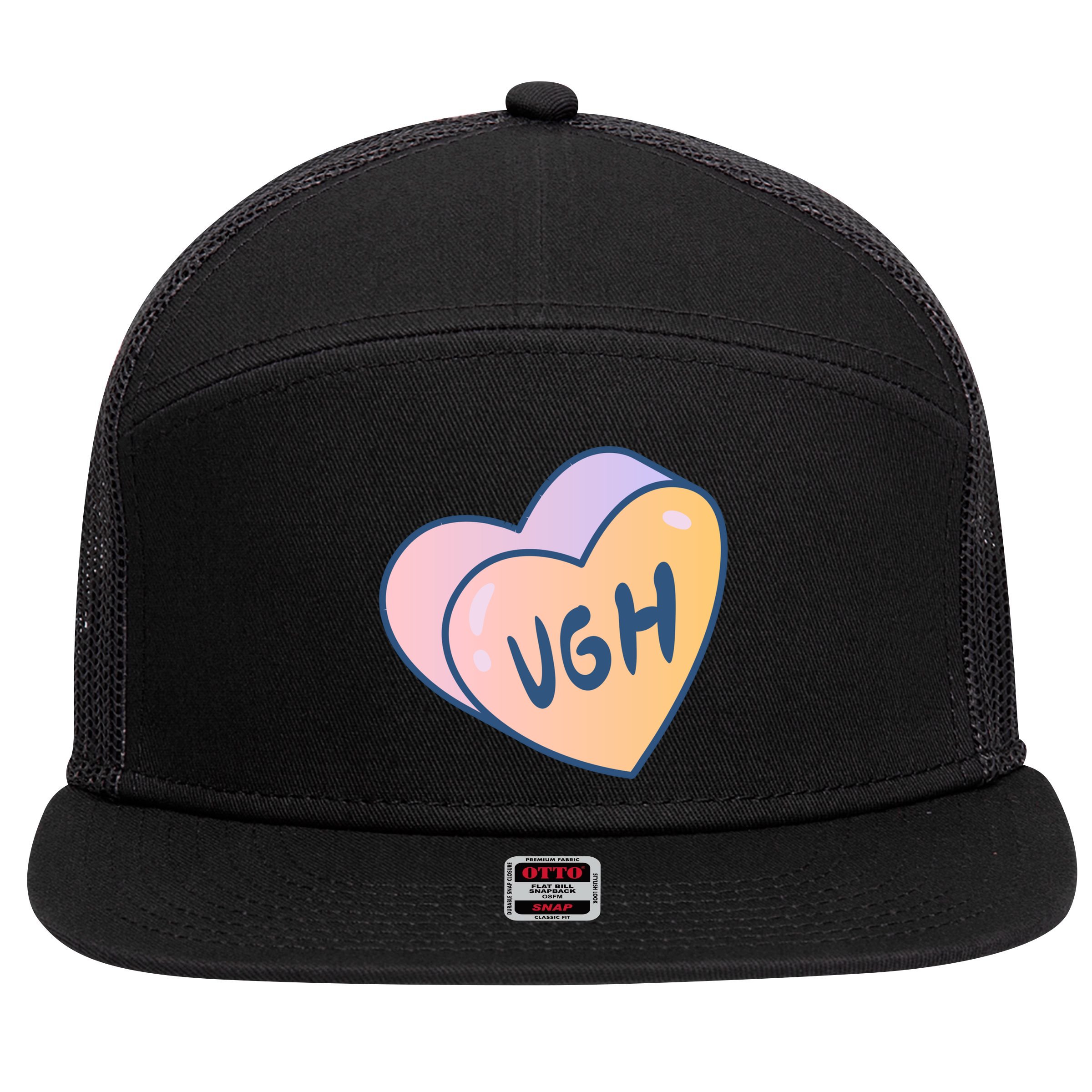 Ugh Heart 7 Panel Mesh Trucker Snapback Hat