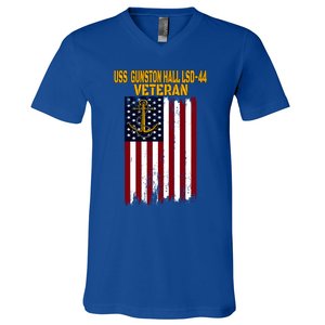 Uss Gunston Hall Lsd44 Dock Landing Ship Veteran Father Day Gift V-Neck T-Shirt