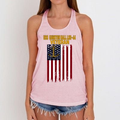 Uss Gunston Hall Lsd44 Dock Landing Ship Veteran Father Day Gift Women's Knotted Racerback Tank