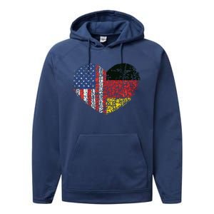 USA Germany Heart Dual Citizenship Performance Fleece Hoodie