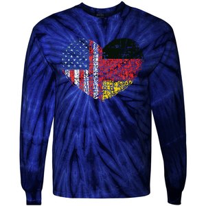 USA Germany Heart Dual Citizenship Tie-Dye Long Sleeve Shirt