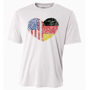 USA Germany Heart Dual Citizenship Cooling Performance Crew T-Shirt