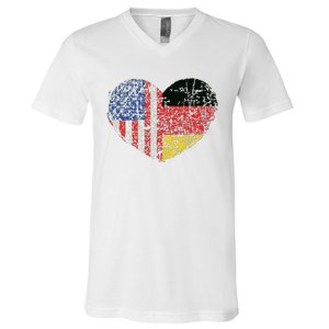 USA Germany Heart Dual Citizenship V-Neck T-Shirt