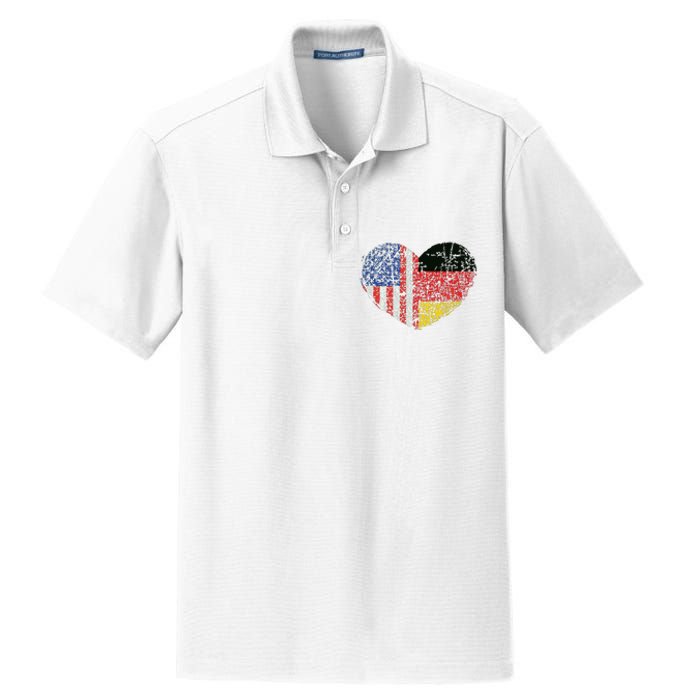 USA Germany Heart Dual Citizenship Dry Zone Grid Polo