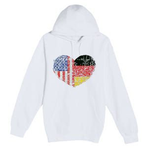 USA Germany Heart Dual Citizenship Premium Pullover Hoodie