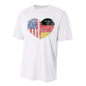 USA Germany Heart Dual Citizenship Performance Sprint T-Shirt