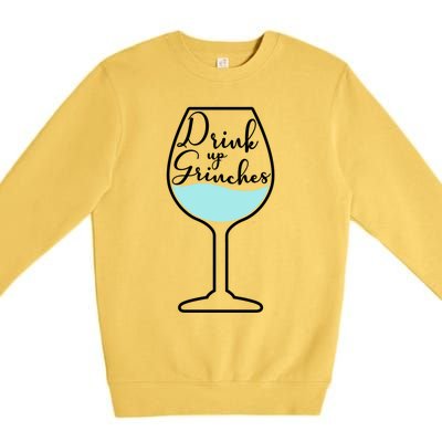 Up Grinches Inside Wine Glass Graphic Christmas Gift Premium Crewneck Sweatshirt