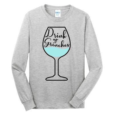 Up Grinches Inside Wine Glass Graphic Christmas Gift Tall Long Sleeve T-Shirt