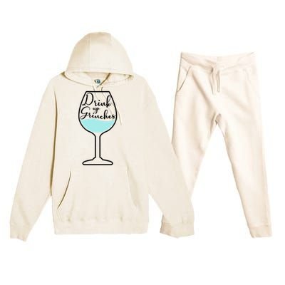 Up Grinches Inside Wine Glass Graphic Christmas Gift Premium Hooded Sweatsuit Set