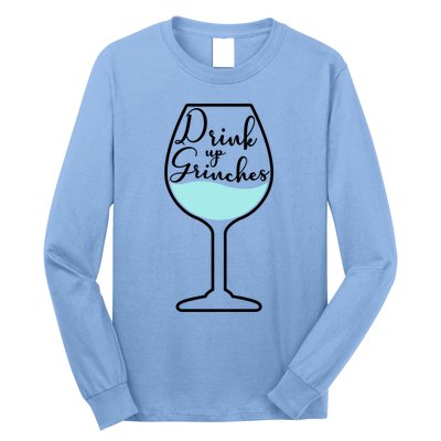 Up Grinches Inside Wine Glass Graphic Christmas Gift Long Sleeve Shirt