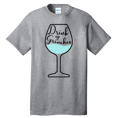 Up Grinches Inside Wine Glass Graphic Christmas Gift Tall T-Shirt