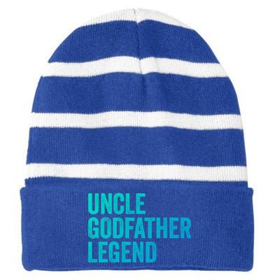 Uncle Godfather Legend Funny Gift Favorite Best Uncle Gift Striped Beanie with Solid Band