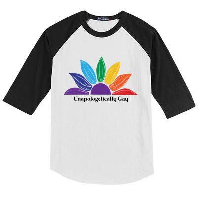 Unapologically Gay Lgbtq Pride Rainbow Sunflower Kids Colorblock Raglan Jersey