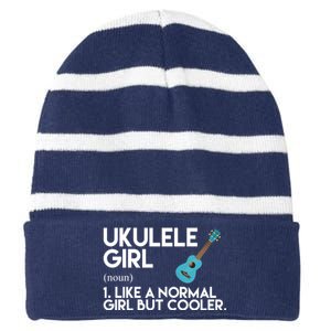 Ukulele Girl Like A Norm Girl But Cooler Striped Beanie with Solid Band