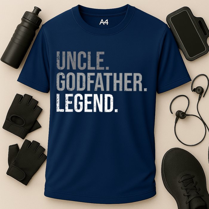  Uncle Godfather Legend Best Godfather Proposal Baptism Cooling Performance Crew T-Shirt