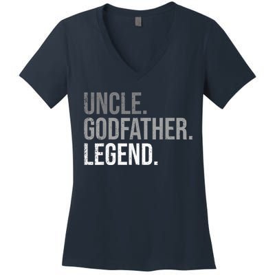  Uncle Godfather Legend Best Godfather Proposal Baptism Women's V-Neck T-Shirt