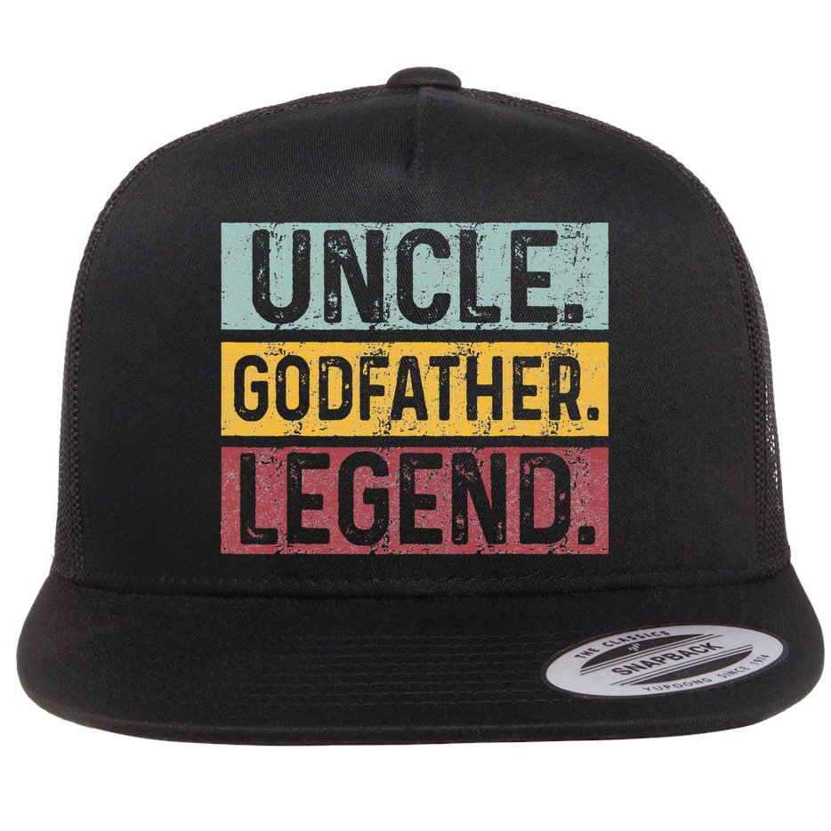 Uncle Godfather Legend Vintage Happy Fathers Day Gift Flat Bill Trucker Hat