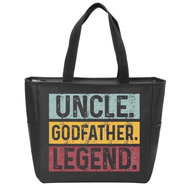 Uncle Godfather Legend Vintage Happy Fathers Day Gift Zip Tote Bag
