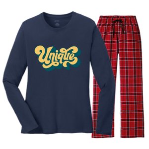 Unique Graffiti Logo One Of A Kind Women's Long Sleeve Flannel Pajama Set 