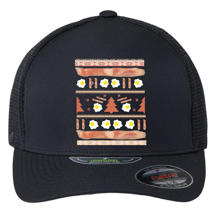 Ugly Bacon And Eggs Christmas Sweater Flexfit Unipanel Trucker Cap