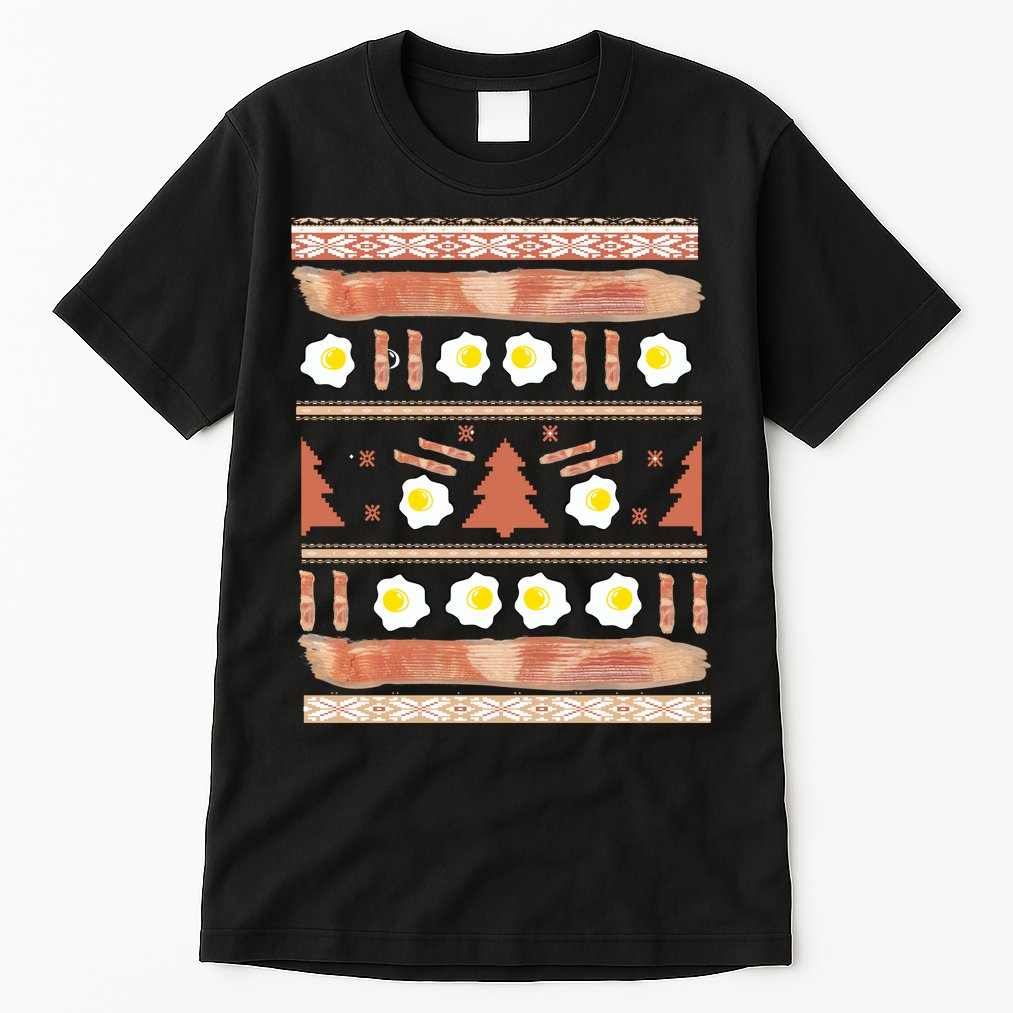 Ugly Bacon And Eggs Christmas Sweater Tall T-Shirt