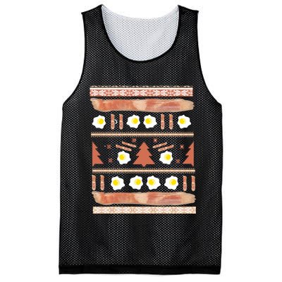 Ugly Bacon And Eggs Christmas Sweater Mesh Reversible Basketball Jersey Tank