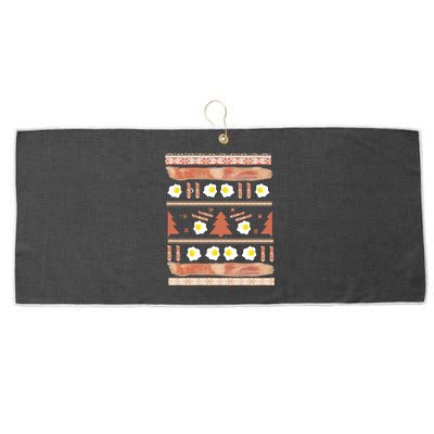 Ugly Bacon And Eggs Christmas Sweater Large Microfiber Waffle Golf Towel