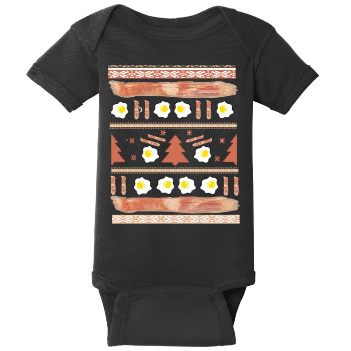 Ugly Bacon And Eggs Christmas Sweater Baby Bodysuit