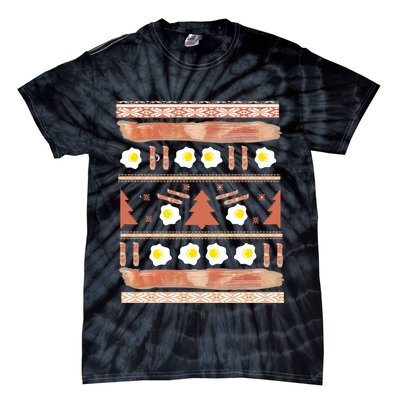 Ugly Bacon And Eggs Christmas Sweater Tie-Dye T-Shirt