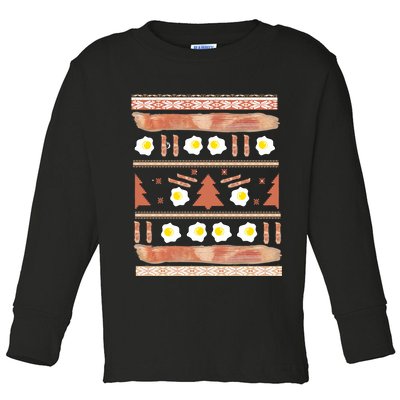 Ugly Bacon And Eggs Christmas Sweater Toddler Long Sleeve Shirt
