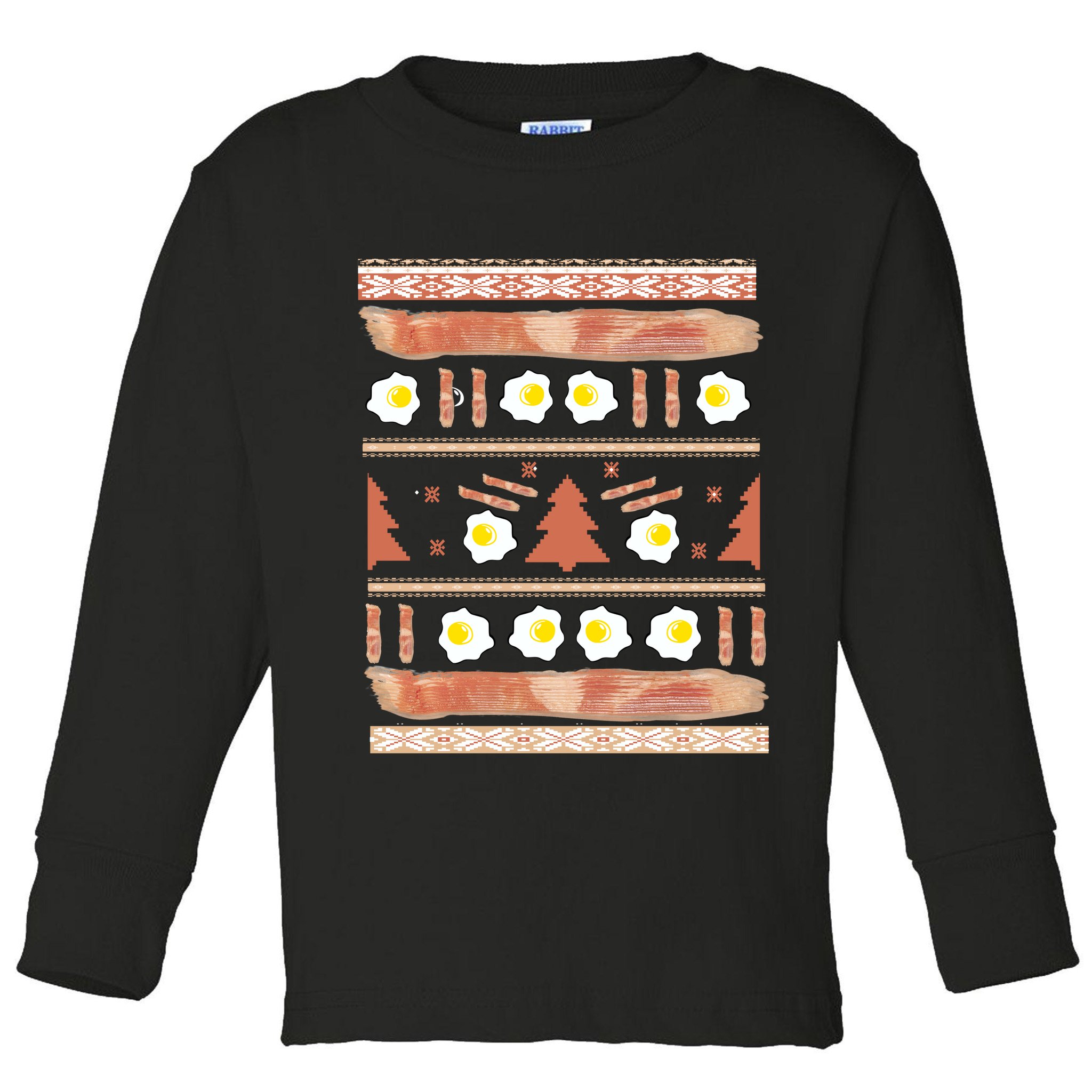 Ugly Bacon And Eggs Christmas Sweater Toddler Long Sleeve Shirt