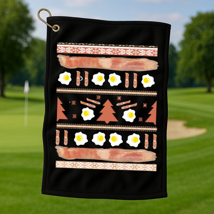 Ugly Bacon And Eggs Christmas Sweater Golf Towel