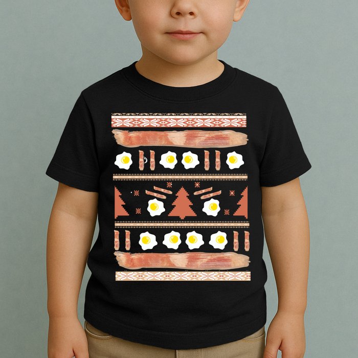 Ugly Bacon And Eggs Christmas Sweater Toddler T-Shirt