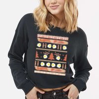 Ugly Bacon And Eggs Christmas Sweater Cropped Pullover Crew