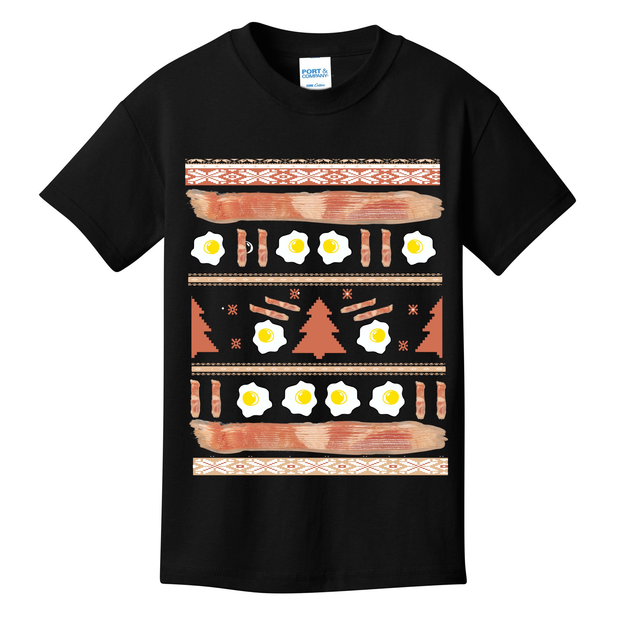Ugly Bacon And Eggs Christmas Sweater Kids T-Shirt