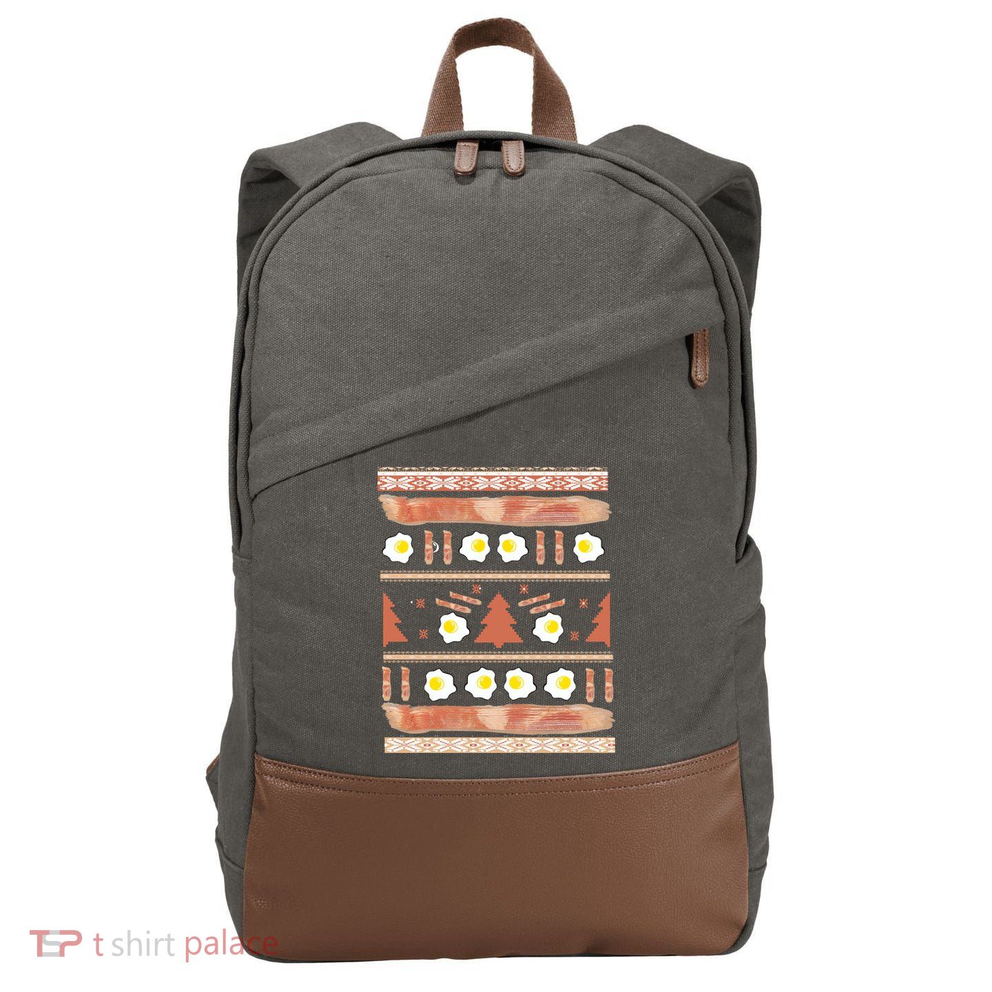 Ugly Bacon And Eggs Christmas Sweater Cotton Canvas Backpack