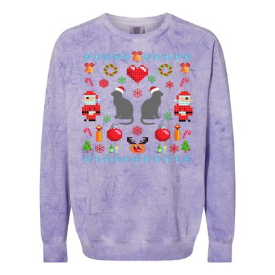 Ugly Cat Christmas Sweater 8 Bit Colorblast Crewneck Sweatshirt