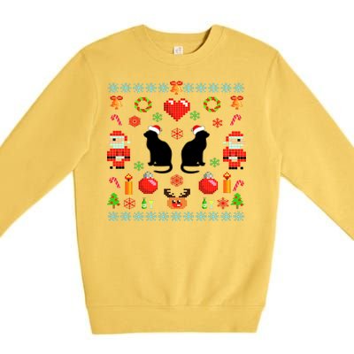 Ugly Cat Christmas Sweater 8 Bit Premium Crewneck Sweatshirt