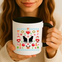 Ugly Cat Christmas Sweater 8 Bit Mug