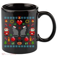 Ugly Cat Christmas Sweater 8 Bit 11oz C Handle Ceramic Mug