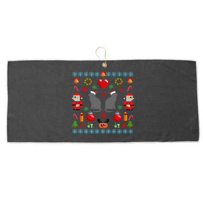 Ugly Cat Christmas Sweater 8 Bit Large Microfiber Waffle Golf Towel