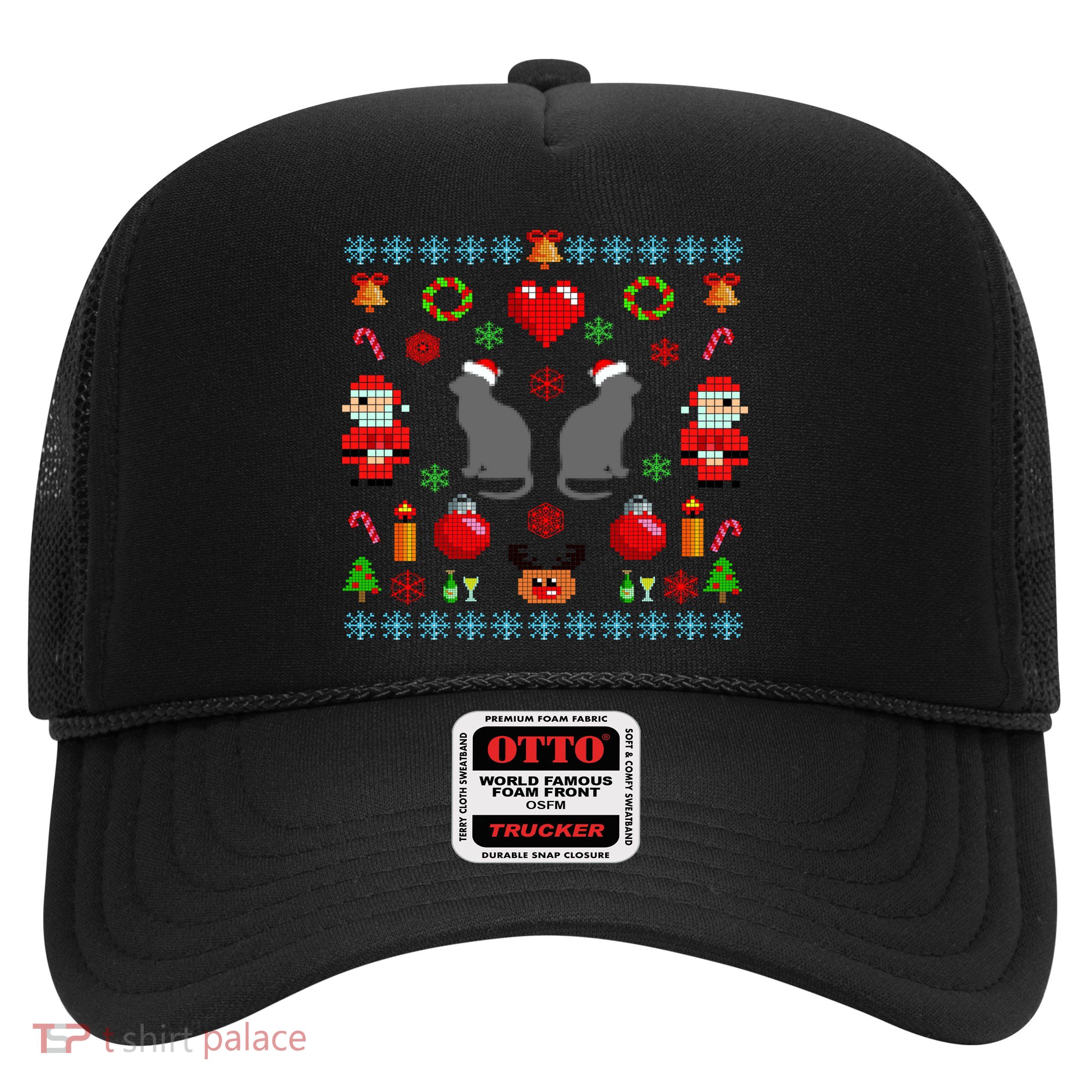 Ugly Cat Christmas Sweater 8 Bit Trucker Hat