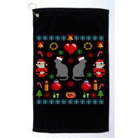 Ugly Cat Christmas Sweater 8 Bit Golf Towel