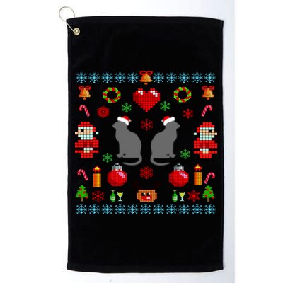 Ugly Cat Christmas Sweater 8 Bit Platinum Collection Golf Towel