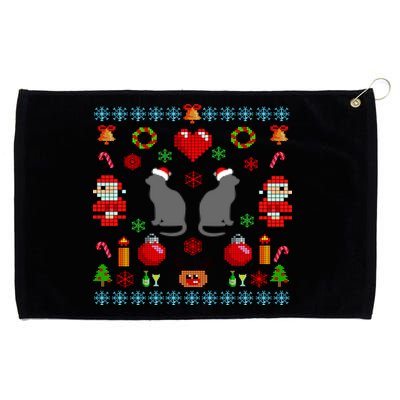 Ugly Cat Christmas Sweater 8 Bit Grommeted Golf Towel