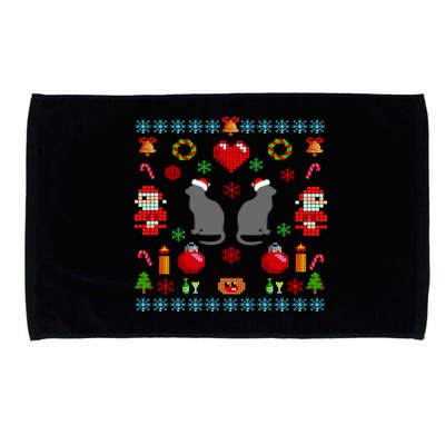 Ugly Cat Christmas Sweater 8 Bit Microfiber Hand Towel