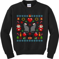 Ugly Cat Christmas Sweater 8 Bit Kids Sweatshirt