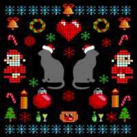 Ugly Cat Christmas Sweater 8 Bit Kids Sweatshirt