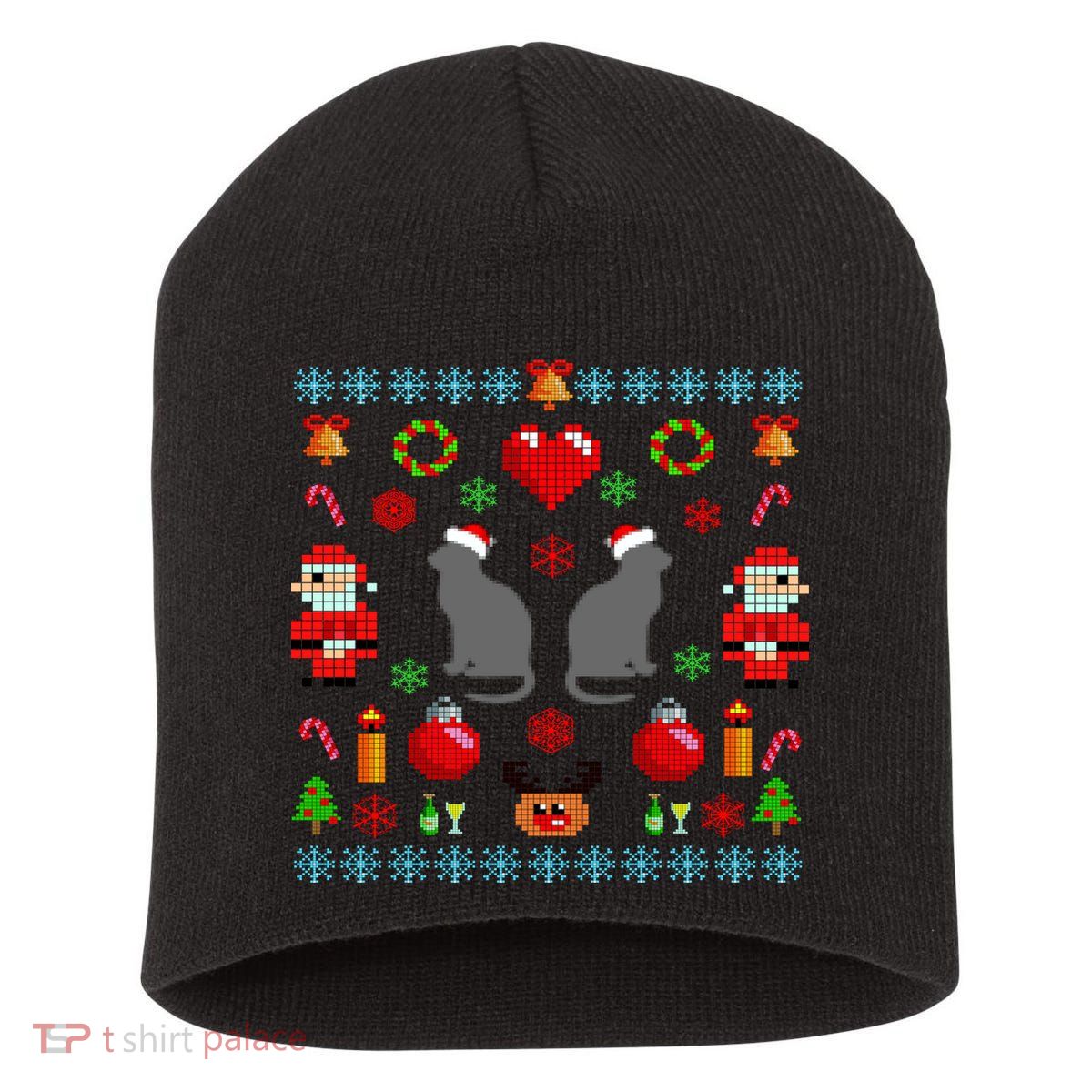 Ugly Cat Christmas Sweater 8 Bit Short Acrylic Beanie