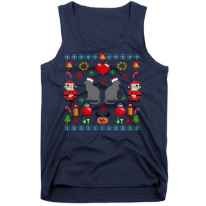 Ugly Cat Christmas Sweater 8 Bit Tank Top